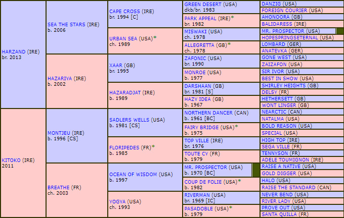 Hazarder pedigree